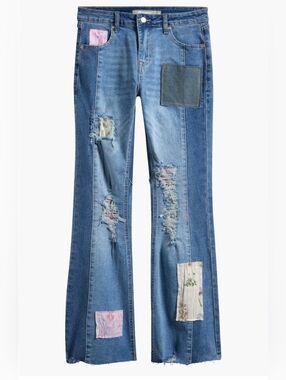 Tractr Patchwork Distressed Blue Kids Jeans